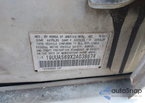 2002 Acura 3.2Tl Type-S z USA, uszkodzony, nr VIN 19UUA569X2A038674